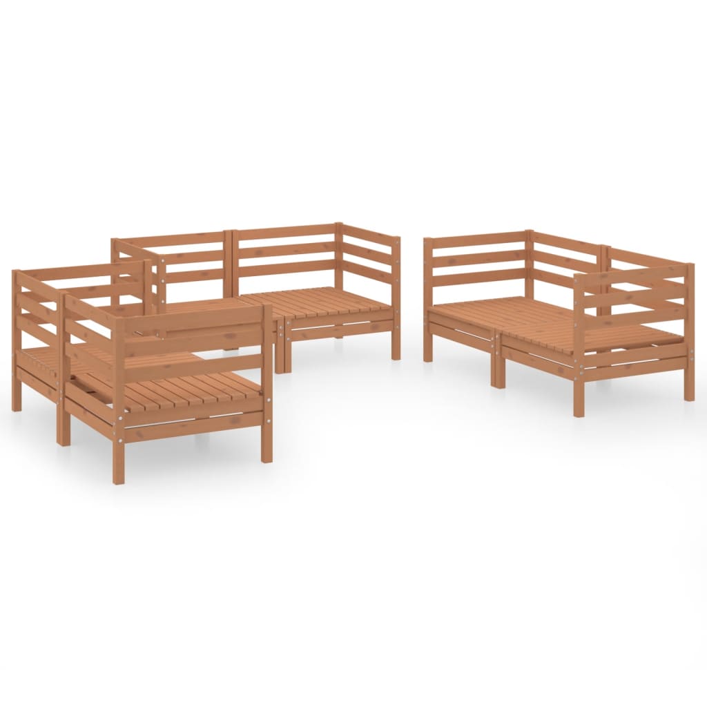 6 Piece Garden Lounge Set Honey Brown Solid Pinewood