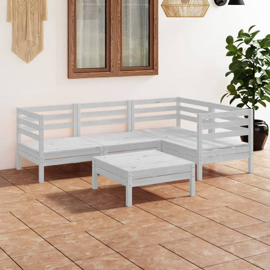 5 Piece Garden Lounge Set Solid Pinewood White