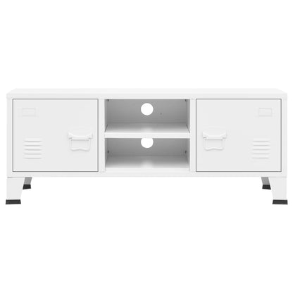 Industrial TV Cabinet White 105x35x42 cm Metal