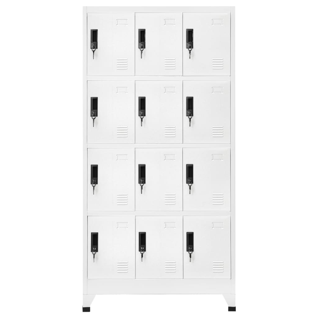 Locker Cabinet White 90x45x180 cm Steel