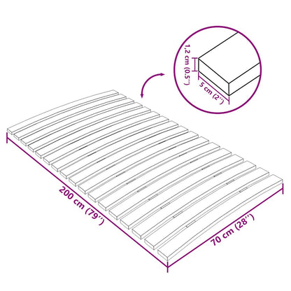 Slatted Bed Base with 17 Slats 70x200 cm