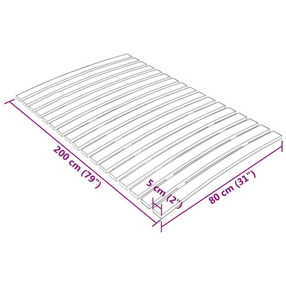 Wooden Slatted Bed Base 80x200cm - 17 Durable Slats for Support