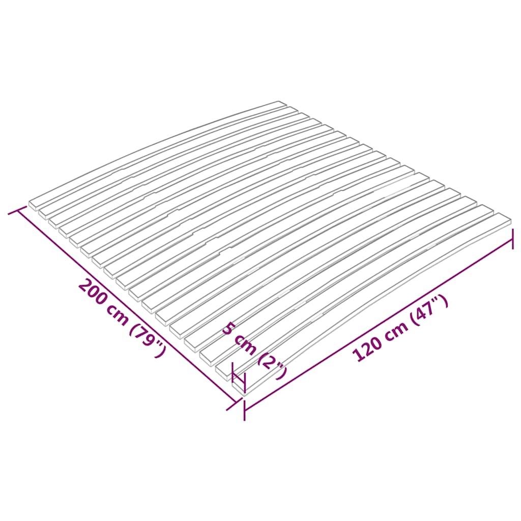 Wooden Slatted Bed Base, 17 Slats, 120x200 cm - Durable Support