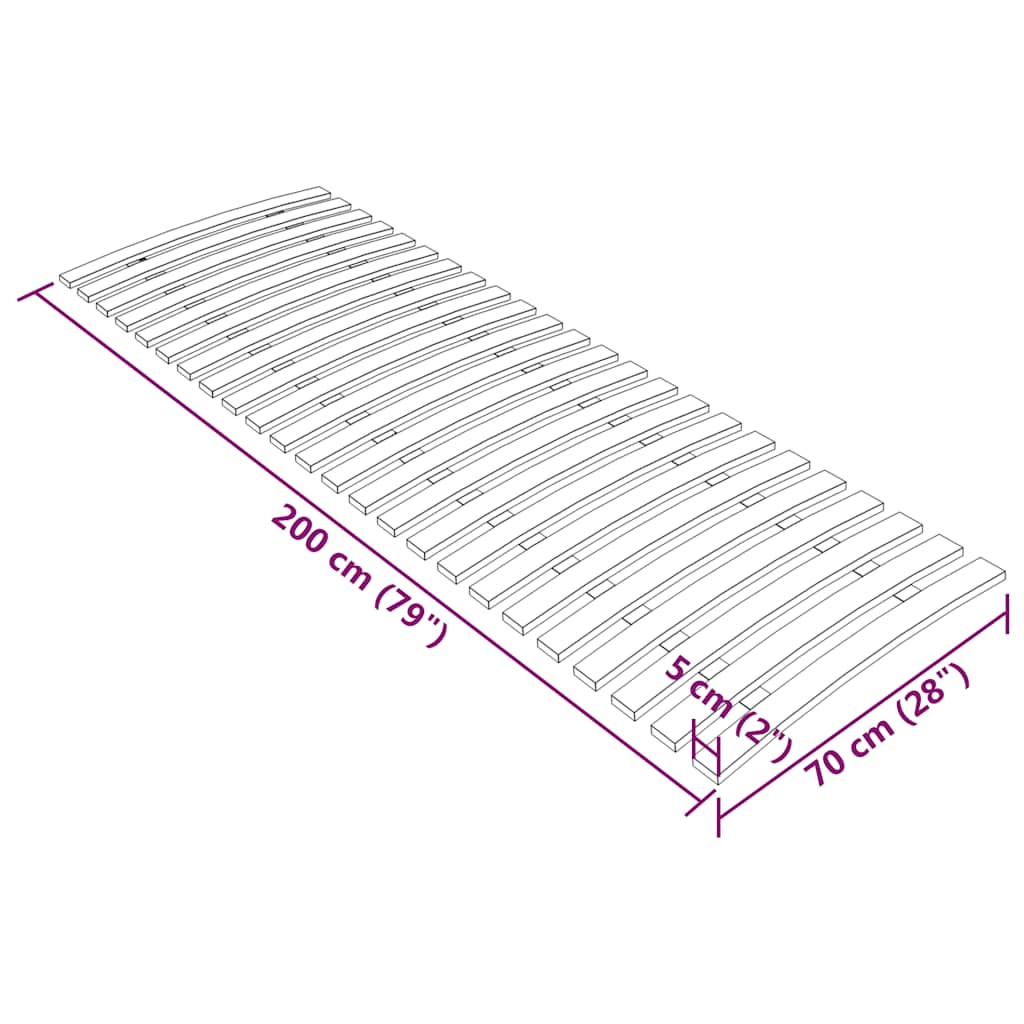Sturdy Beechwood Slatted Bed Base, 24 Slats 70x200 cm
