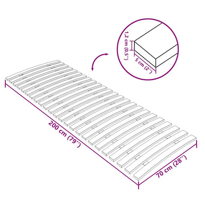 Sturdy Beechwood Slatted Bed Base, 24 Slats 70x200 cm