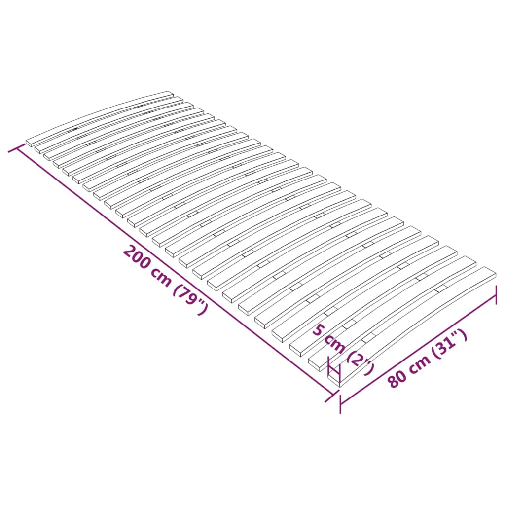 Sturdy Pine Wood Slatted Bed Base 80x200 cm - 24 Slats Support