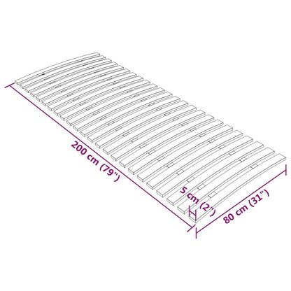 Sturdy Pine Wood Slatted Bed Base 80x200 cm - 24 Slats Support