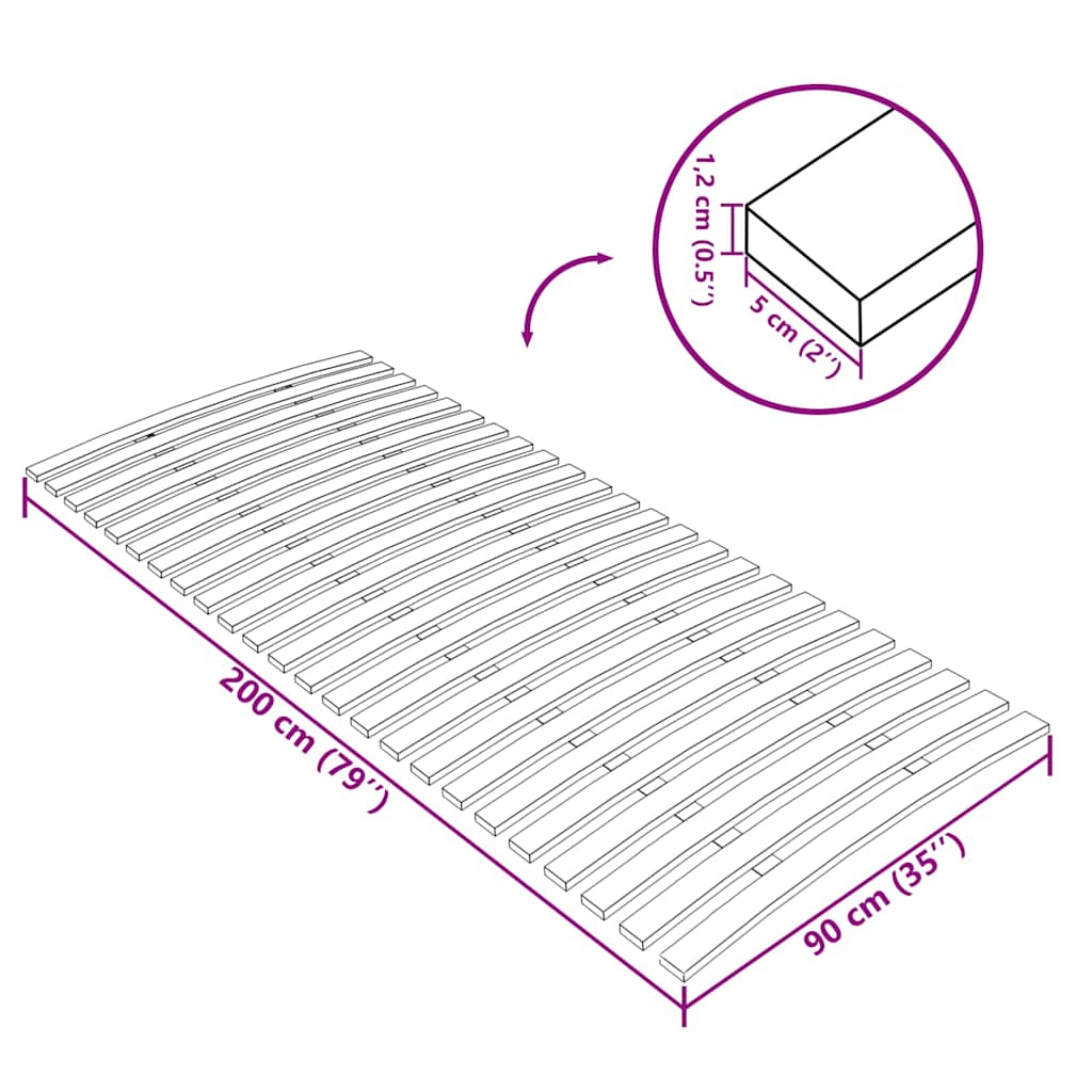 Sturdy Pine Slatted Bed Base 24 Slats 90x200 cm
