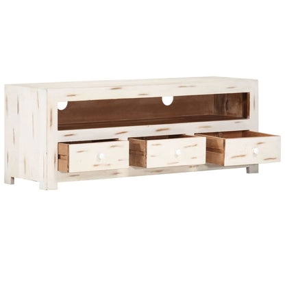TV Cabinet Solid Wood Acacia 110x30x40 cm White
