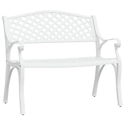 Elegant White Cast Aluminium Garden Bench, 102 cm Durable Design
