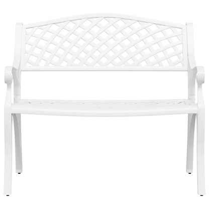 Elegant White Cast Aluminium Garden Bench, 102 cm Durable Design