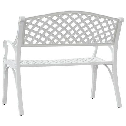 Elegant White Cast Aluminium Garden Bench, 102 cm Durable Design