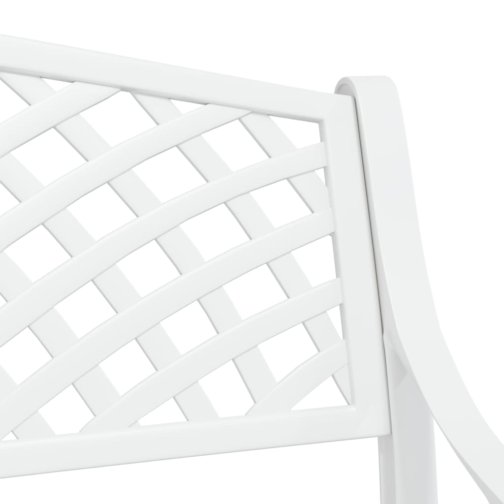 Elegant White Cast Aluminium Garden Bench, 102 cm Durable Design