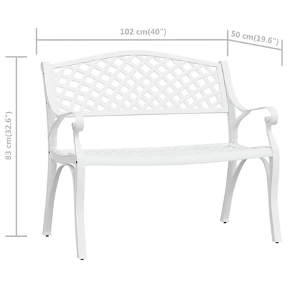 Elegant White Cast Aluminium Garden Bench, 102 cm Durable Design