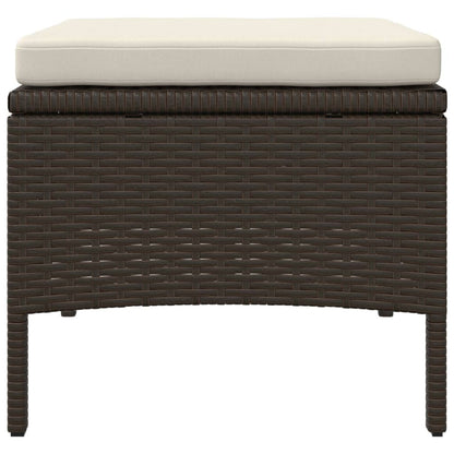 Brown Poly Rattan Garden Sofa Set - 2-Seater with Table & Stools