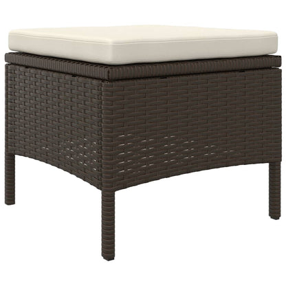 Brown Poly Rattan Garden Sofa Set - 2-Seater with Table & Stools