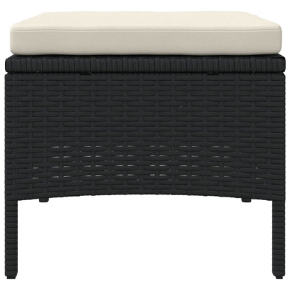 Black Poly Rattan 2-Seater Garden Sofa Set with Table & Stools