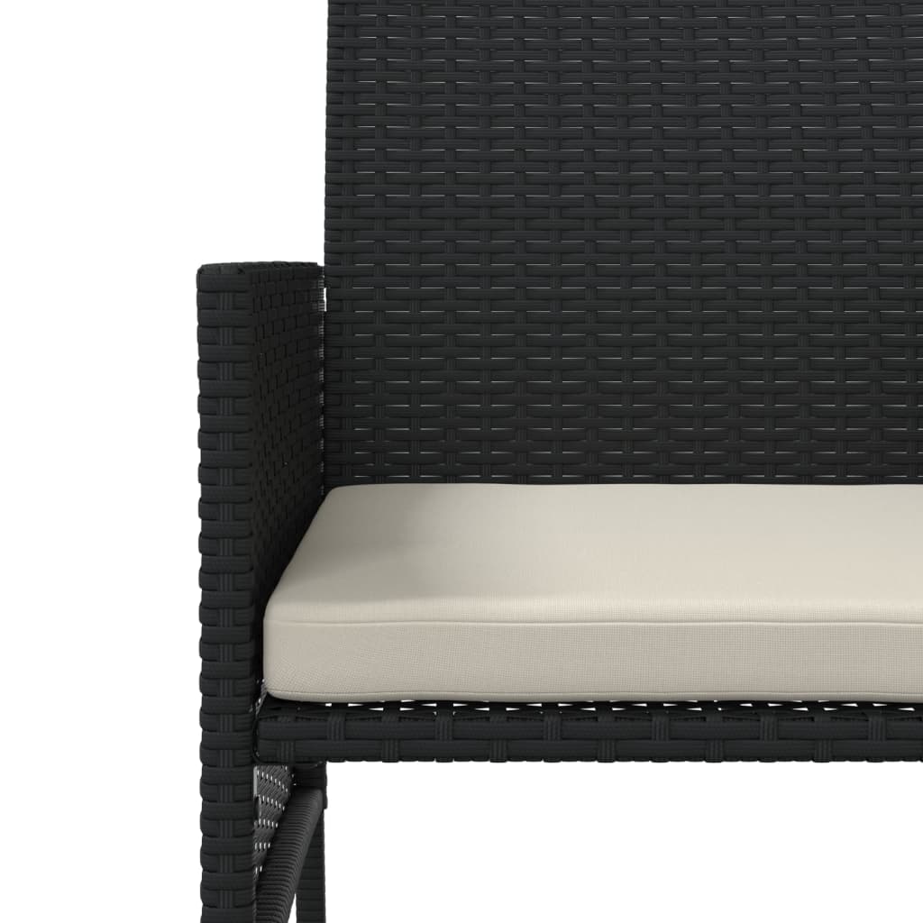 Black Poly Rattan 2-Seater Garden Sofa Set with Table & Stools