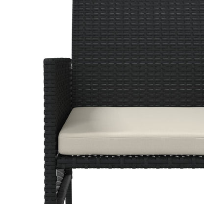 Black Poly Rattan 2-Seater Garden Sofa Set with Table & Stools