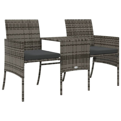 Grey Poly Rattan Garden Sofa Set: 2-Seater, Table & Stools
