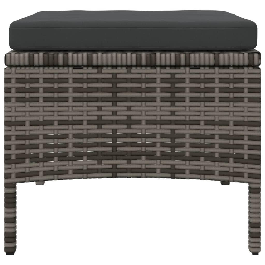 Grey Poly Rattan Garden Sofa Set: 2-Seater, Table & Stools