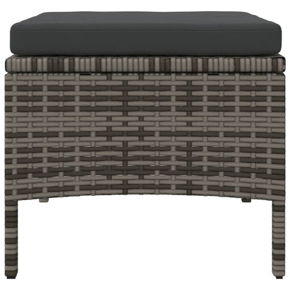 Grey Poly Rattan Garden Sofa Set: 2-Seater, Table & Stools