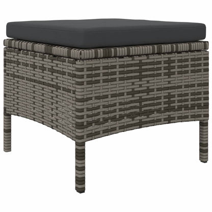 Grey Poly Rattan Garden Sofa Set: 2-Seater, Table & Stools