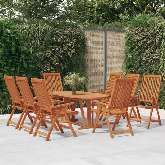 8-Piece Folding Garden Chairs Set - Solid Eucalyptus Wood