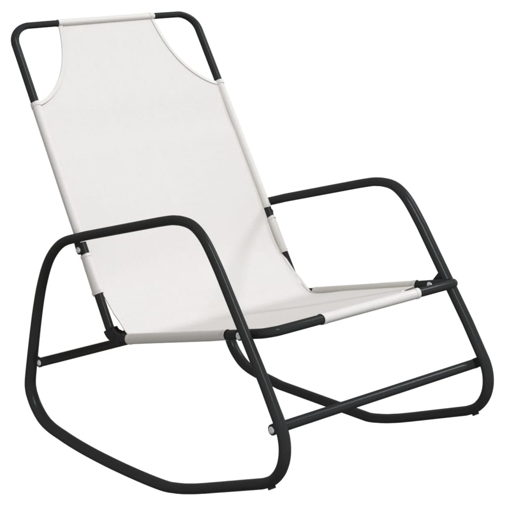 Cream Steel Textilene Rocking Sun Lounger - Relax in Style
