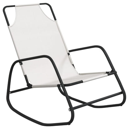 Cream Steel Textilene Rocking Sun Lounger - Relax in Style
