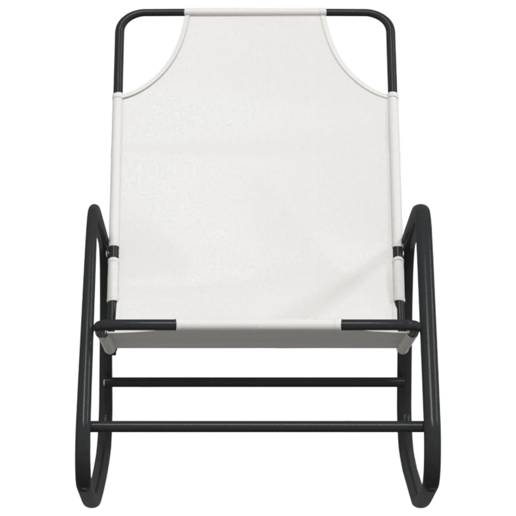 Cream Steel Textilene Rocking Sun Lounger - Relax in Style