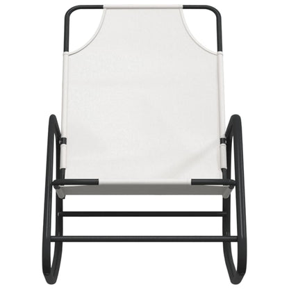 Cream Steel Textilene Rocking Sun Lounger - Relax in Style