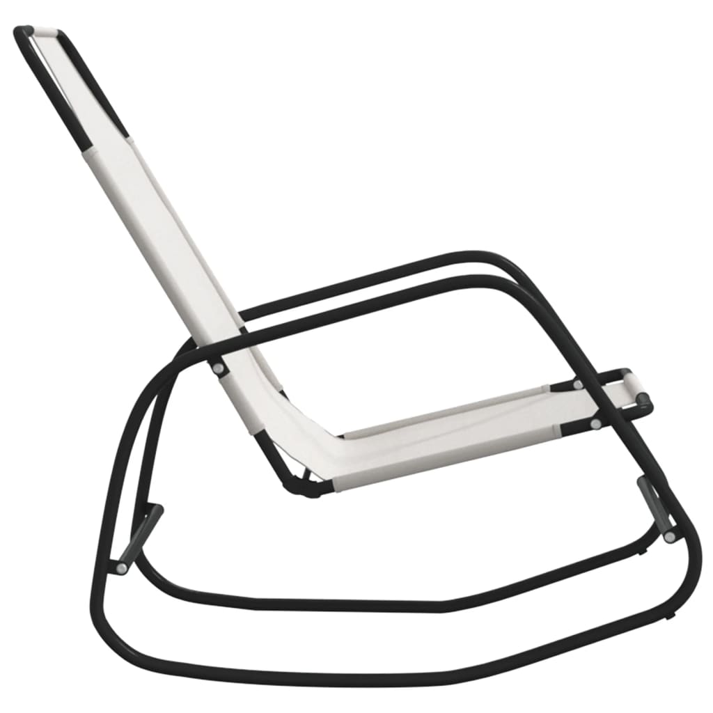 Cream Steel Textilene Rocking Sun Lounger - Relax in Style