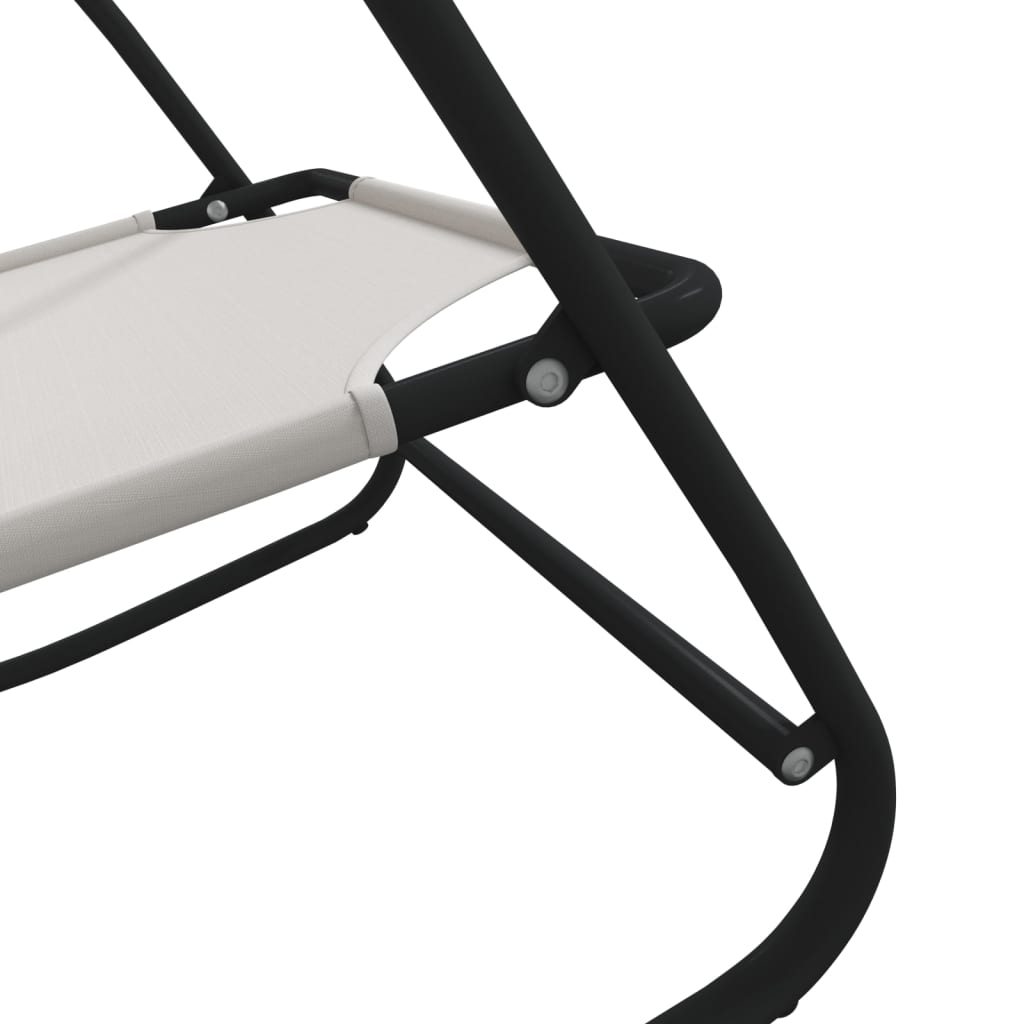 Cream Steel Textilene Rocking Sun Lounger - Relax in Style