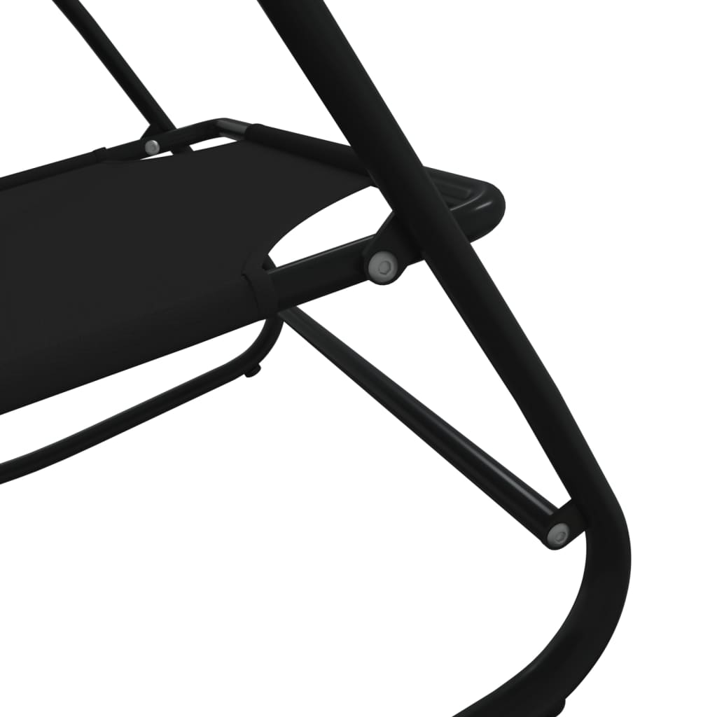 Black Steel & Textilene Rocking Sun Loungers, Set of 2