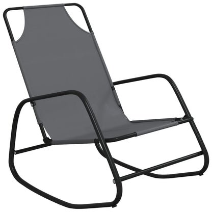 Grey Steel & Textilene Rocking Sun Loungers, Set of 2