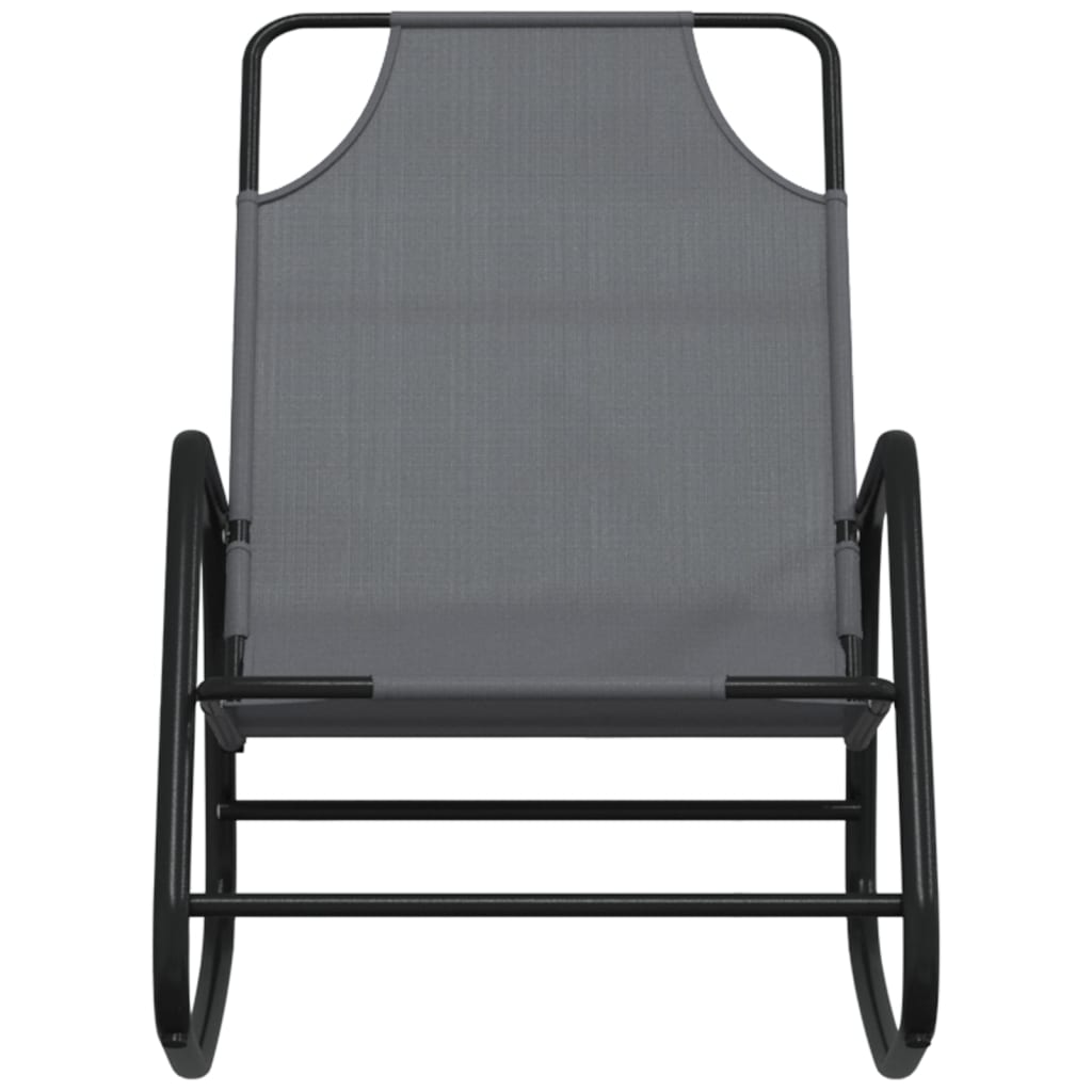Grey Steel & Textilene Rocking Sun Loungers, Set of 2