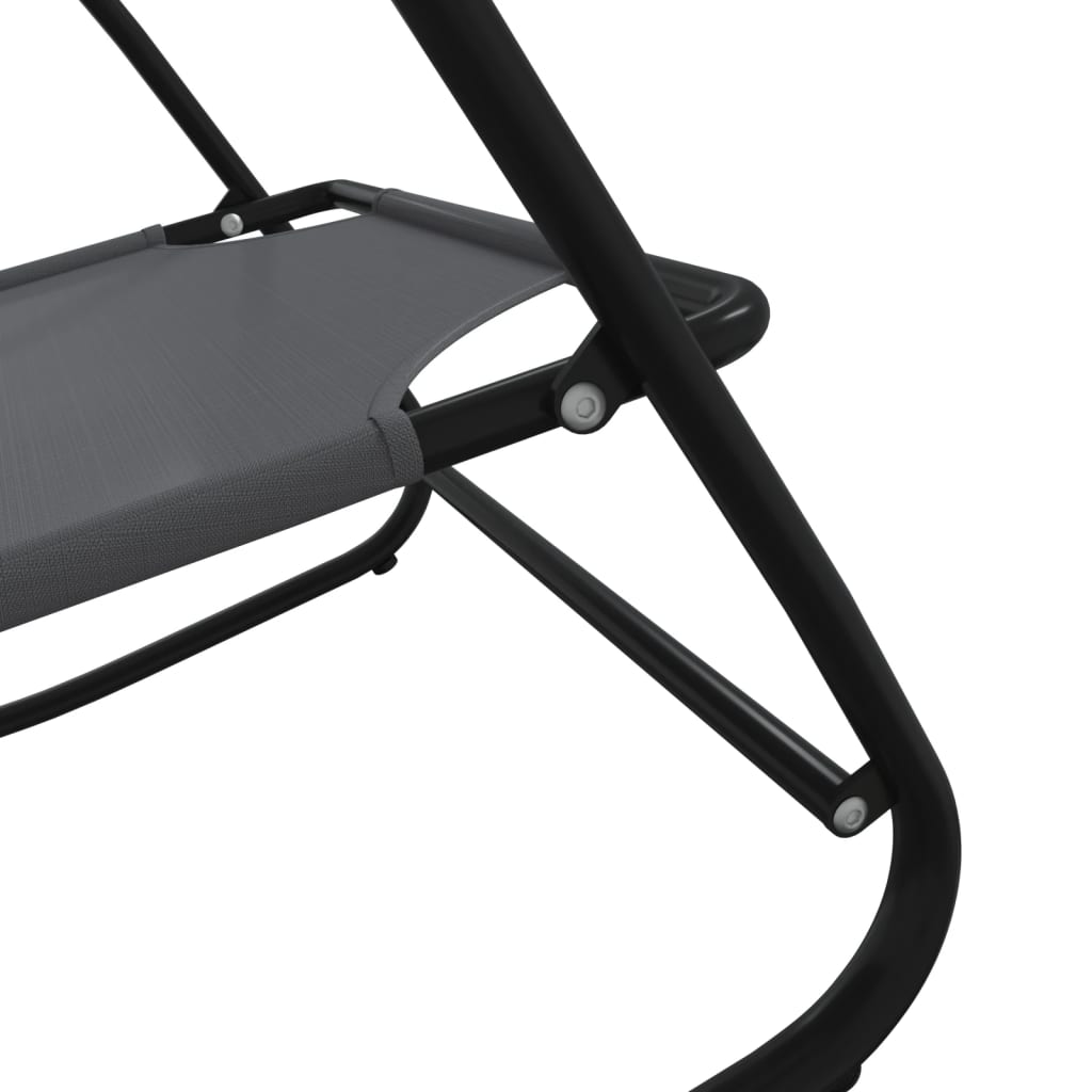 Grey Steel & Textilene Rocking Sun Loungers, Set of 2