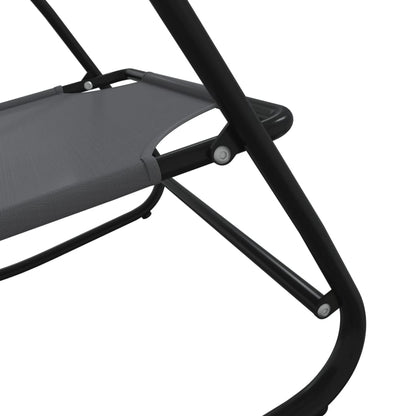 Grey Steel & Textilene Rocking Sun Loungers, Set of 2
