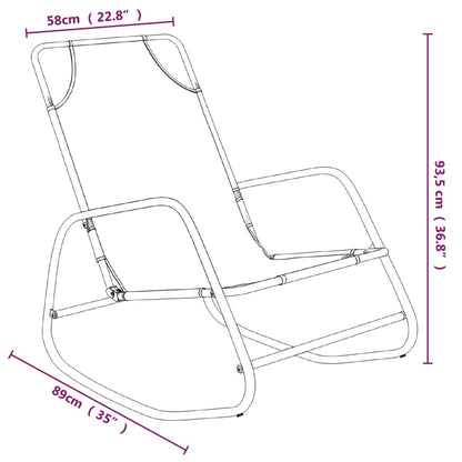Grey Steel & Textilene Rocking Sun Loungers, Set of 2