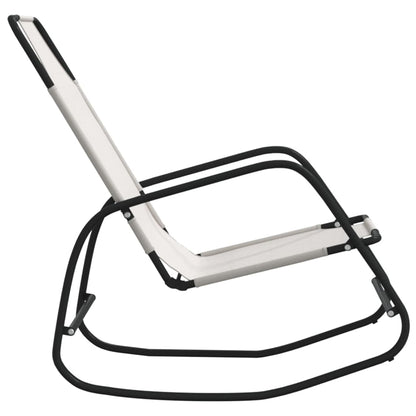 Cream Steel & Textilene Rocking Sun Loungers, Set of 2