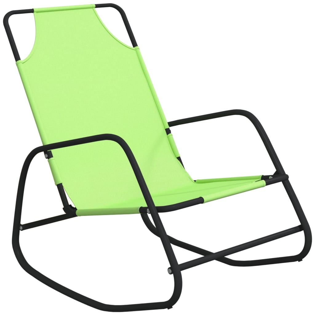 Green Steel & Textilene Rocking Sun Loungers Set - 2 pcs