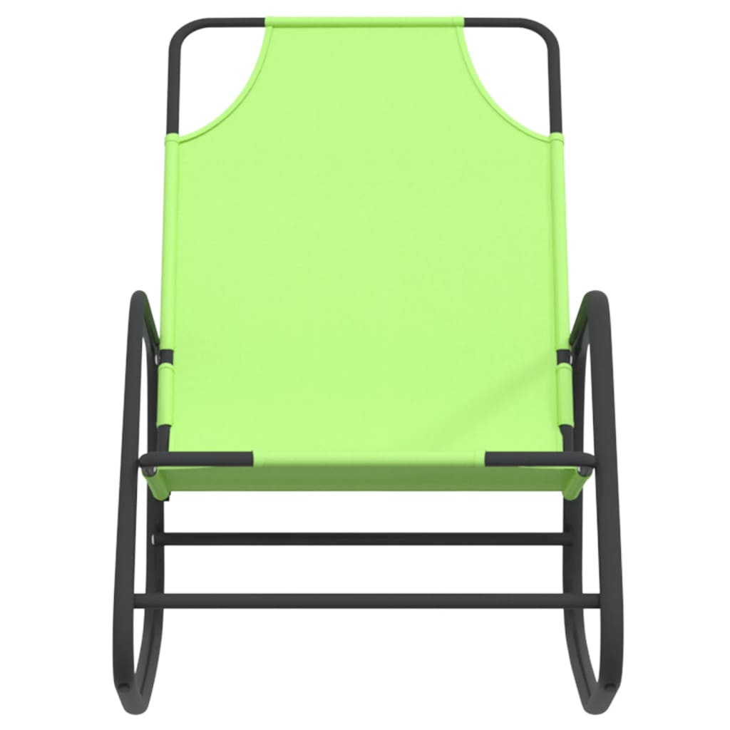 Green Steel & Textilene Rocking Sun Loungers Set - 2 pcs