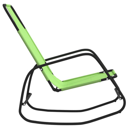 Green Steel & Textilene Rocking Sun Loungers Set - 2 pcs