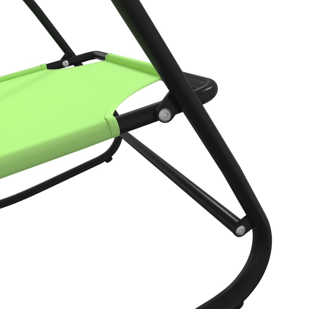 Green Steel & Textilene Rocking Sun Loungers Set - 2 pcs