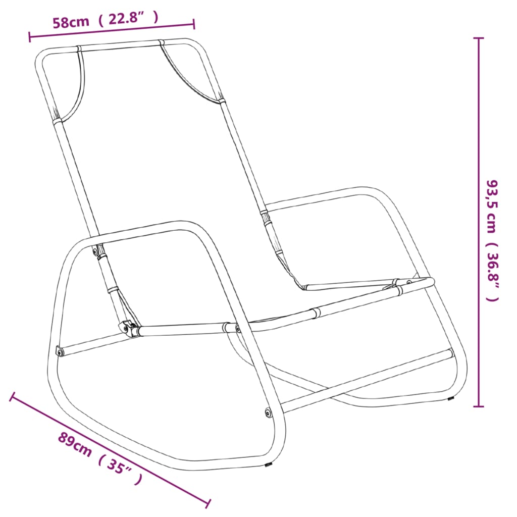 Green Steel & Textilene Rocking Sun Loungers Set - 2 pcs