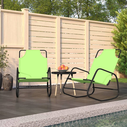 Green Steel & Textilene Rocking Sun Loungers Set - 2 pcs