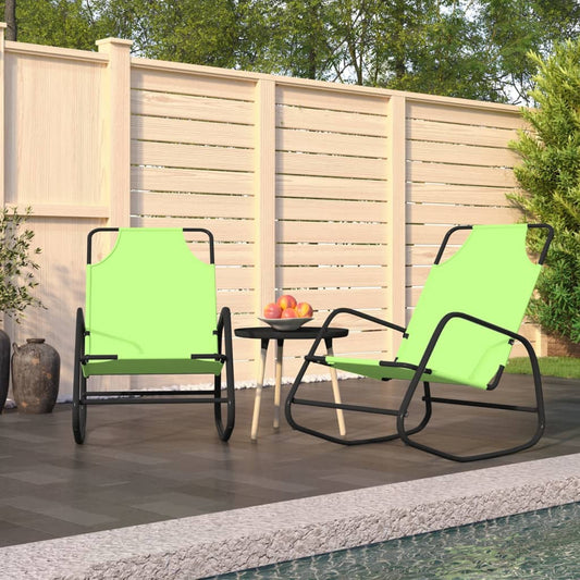 Green Steel & Textilene Rocking Sun Loungers Set - 2 pcs
