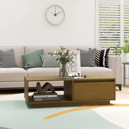 Coffee Table Honey Brown 110x50x33.5 cm Solid Pinewood