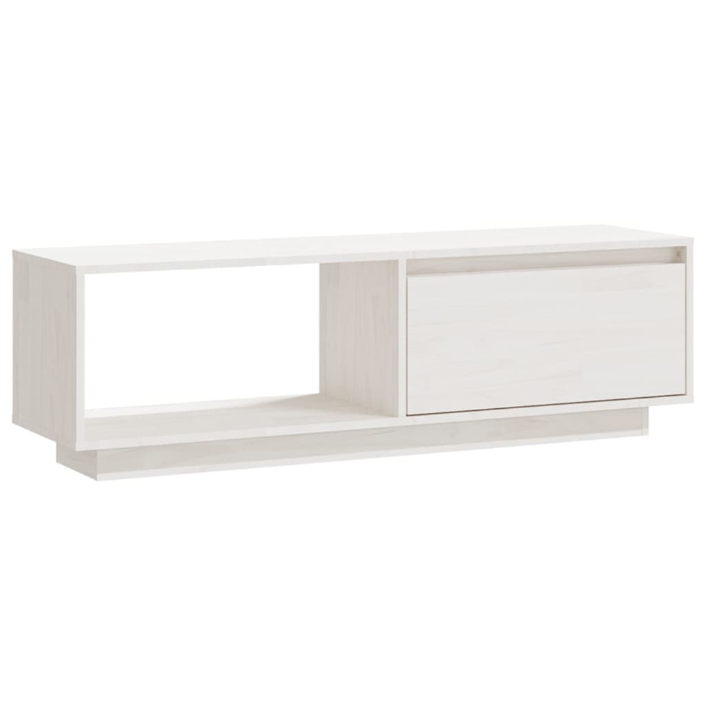 TV Cabinet White 110x30x33.5 cm Solid Pinewood